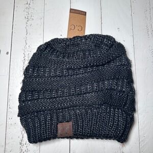 CC Exclusives Black Silver Speckle Knit Beanie Hat